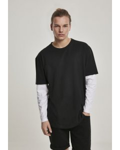 Herrenshirt lange Ärmel // Urban Classics Oversized Shaped Double Layer LS Tee black/white