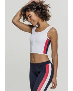 Damentop // Urban classics Ladies Side Stripe Cropped Zip Top white/firered/navy