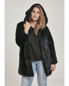 Damenmantel // Urban Classics Ladies Hooded Teddy Coat black