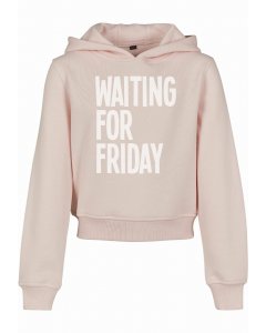 Kinder-Sweatshirt // Mister tee Kids Waiting For Friday Cropped Hoody pink