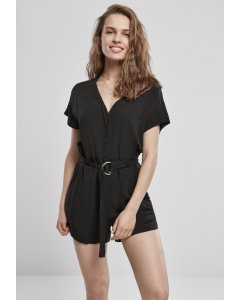 Damenoverall // Urban classics  Ladies Short Viscose Belt Jumpsuit black