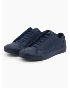Men's short sneakers in combined materials - navy blue OM-FOSL-0114