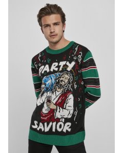 Herrenpullover // Urban Classics Savior Christmas Sweater black/x-masgreen