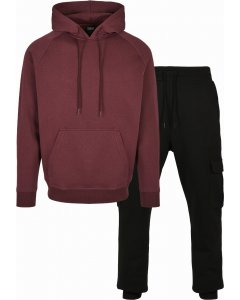 Urban Classics / Blank Hoody + Cargo Sweatpants Suit Pack cherry+black