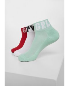 Socken // Urban classics Girl Power Socks 3-Pack red/white/mint