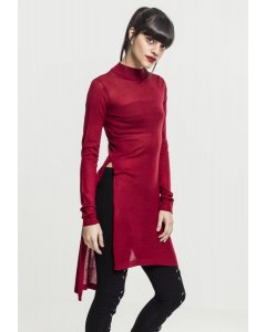 Damenkleider // Urban classics Ladies Fine Knit Turtleneck Long Shirt burgundy