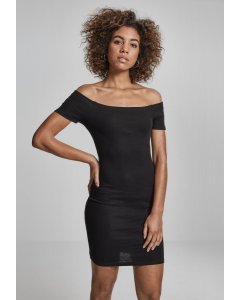 Damenkleider // Urban classics Ladies Off Shoulder Rib Dress black