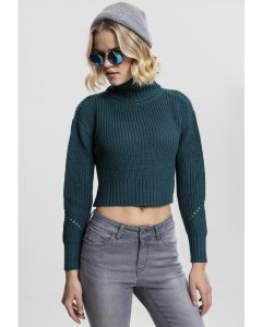 Damen-Sweatjacke // Urban classics Ladies HiLo Turtleneck Sweater teal