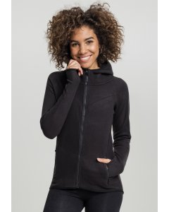 Damen-Sweatshirt Reißverschluss // Urban classics Ladies Polar Fleece Zip Hoody black