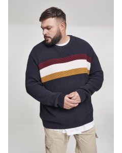 Herrenpullover // Urban Classics Block Sweater dnavy/offwhite/port/goldenoak