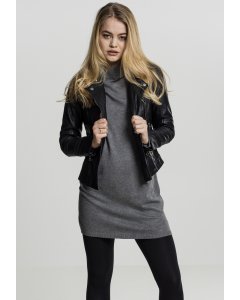 Damenpullover lang // Urban classics Ladies Oversized Turtleneck Dress grey