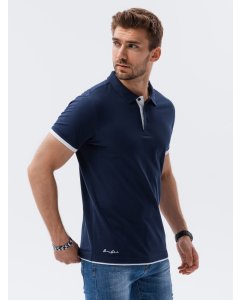 Men's plain polo shirt S1382 - navy