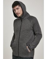 Herren-Sweatshirt Reißverschluss // Urban classics Knit Fleece Zip Hoody charcoal