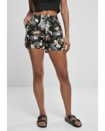 Shorts // Urban classics  Ladies AOP Viscose Resort Shorts black tropical
