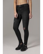 Jeanshose // Urban classics Ladies High Waist Skinny Denim Pants black washed