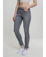 Damenhose // Urban classics Ladies Denim Lace Up Skinny Pants grey