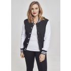 Damen-Sweatshirt College // Urban classics Ladies 2-tone College Sweatjacket blk/wht