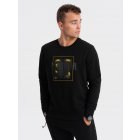 Men's non-stretch printed sweatshirt - black V1 OM-SSPS-0157