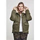 Damenjacke bis zur Taille // Urban Classics Ladies Sherpa Hooded Jacket darkolive/darksand