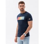 Men's printed cotton t-shirt - navy blue V2 S1750