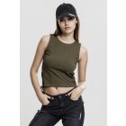 Damentop // Urban classics Ladies Lace Up Cropped Top olive