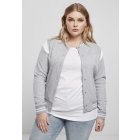 Damen-Sweatshirt College // Urban classics Ladies Organic Inset College Sweat Jacket grey/white