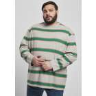 Herrenshirt lange Ärmel // Urban classics Light Stripe Oversized LS grey/junglegreen