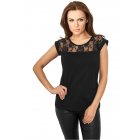 Damenshirt kurze Ärmel // Urban classics Ladies Top Laces Tee black