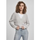 Damen-Sweatshirt Cardigan // Urban Classics Ladies Short Cardigan lightgry