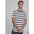 Herrenshirt kurze Ärmel // Urban Classics Double Stripe Long Shaped Tee offwhite/navy