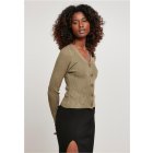 Damen-Sweatshirt Cardigan // Urban Classics Ladies Short Rib Knit Cardigan khaki