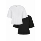 Damenshirt Dreiviertelärmel // Urban classics Ladies Organic Oversized Tee 2-Pack white+black