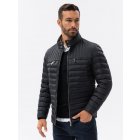 Men's quilted biker jacket - black V1 C553