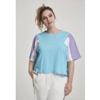 Damenshirt bis zur Taille // Urban Classics Ladies 3-Tone Short Oversize Tee aqua/lavender/white