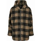Damen-Jacke  // Urban classics Ladies Hooded Oversized Check Sherpa Jacket softtaupe/black