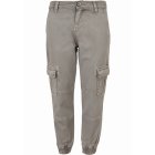 Kinderhosen // Urban Classics / Boys Washed Cargo Twill Jogging Pants grey