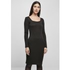 Damenkleider // Urban Classics Ladies Rib Squared Neckline Dress black