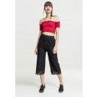 Damenshirt // Urban classics Ladies Cropped Cold Shoulder Smoke Top fire red