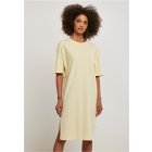 Damenkleider // Urban Classics Ladies Organic Oversized Slit Tee Dress softyellow