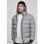 Herren-Winterjacke // Urban Classics Hooded Check Puffer Jacket white/black
