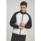 Herren-Sweatshirt Reißverschluss // Urban Classics Crinkle Contrast Raglan Track Jacket wht/blk