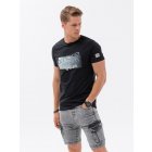 Men's printed cotton t-shirt - black V2 S1749