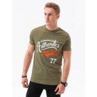 Men's printed t-shirt S1434 V-22D- olive